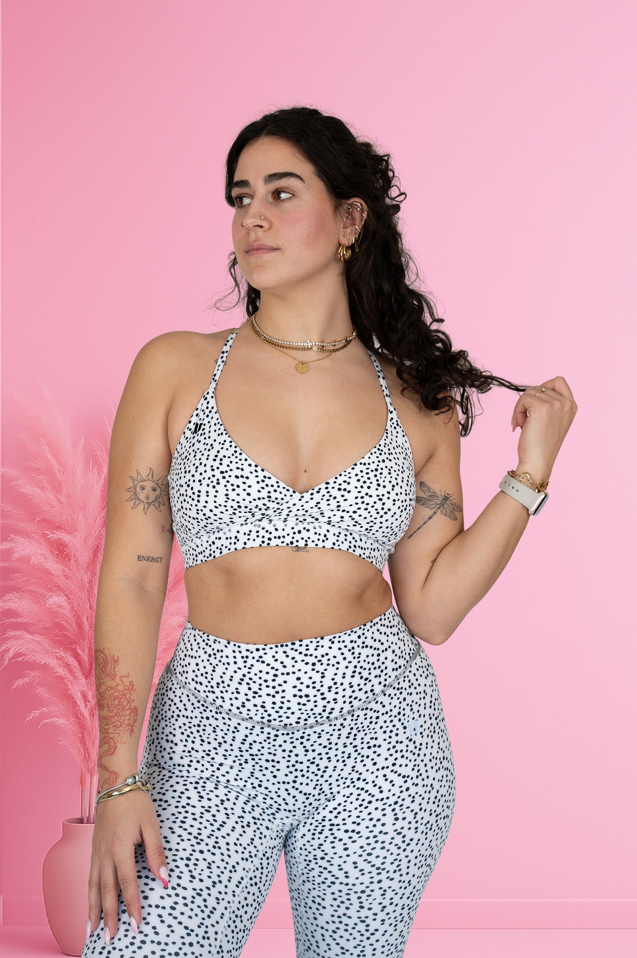 Brushed Pattern V-neck Bra